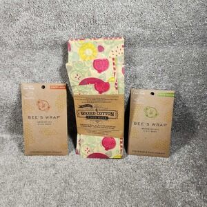 Bee's Wrap & Trader Joe's Reusable Waxed Cotton Food Storage Wraps Bags Set